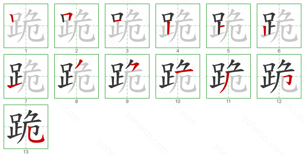 跪 Stroke Order Diagrams