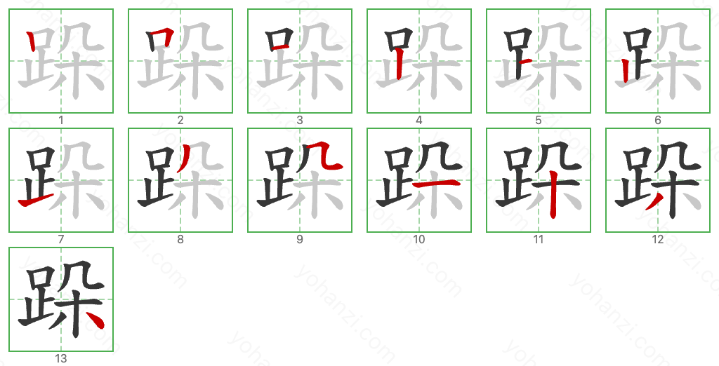 跺 Stroke Order Diagrams