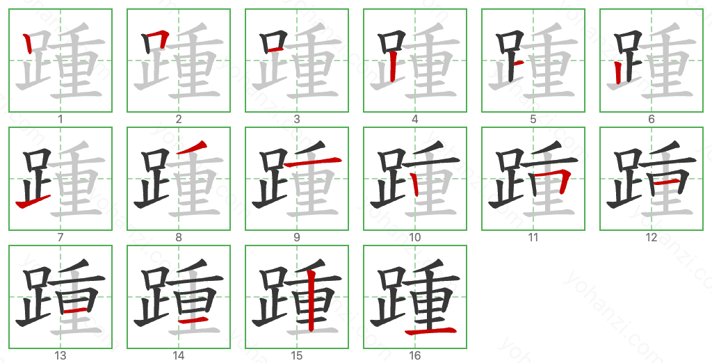 踵 Stroke Order Diagrams