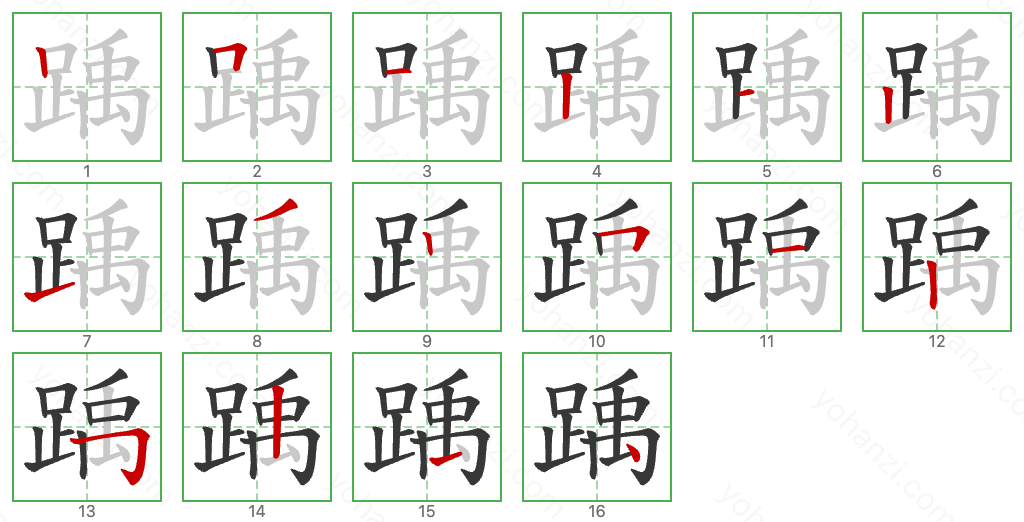 踽 Stroke Order Diagrams