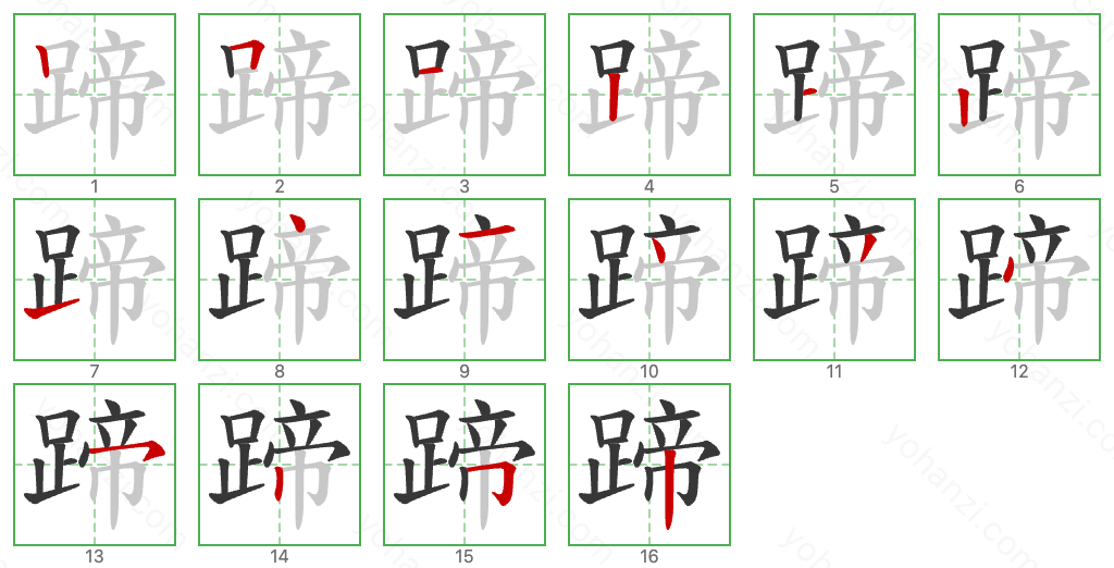 蹄 Stroke Order Diagrams