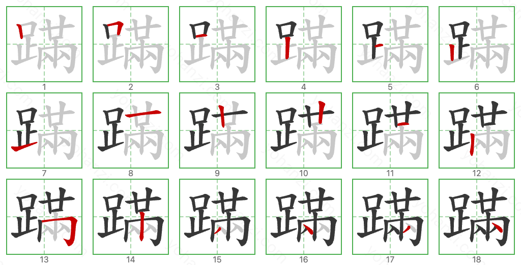 蹣 Stroke Order Diagrams