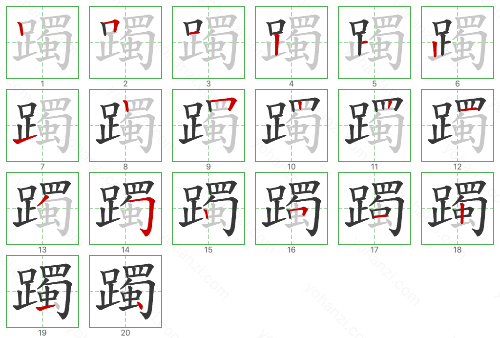 躅 Stroke Order Diagrams