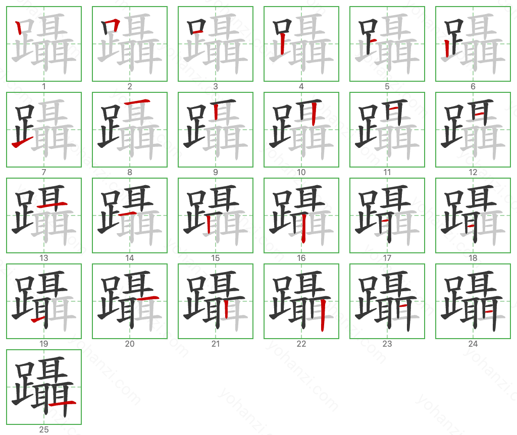 躡 Stroke Order Diagrams