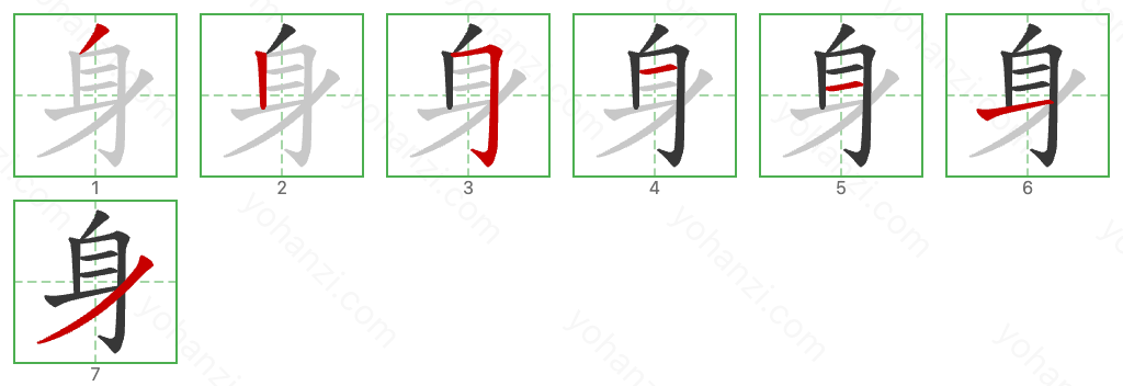 身 Stroke Order Diagrams