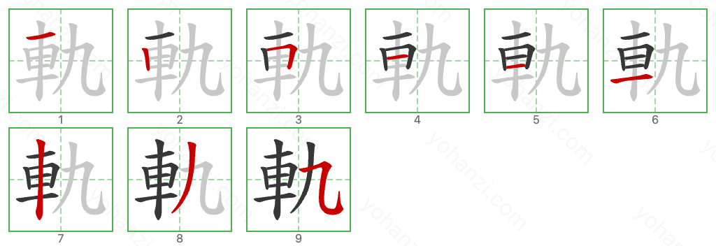 軌 Stroke Order Diagrams