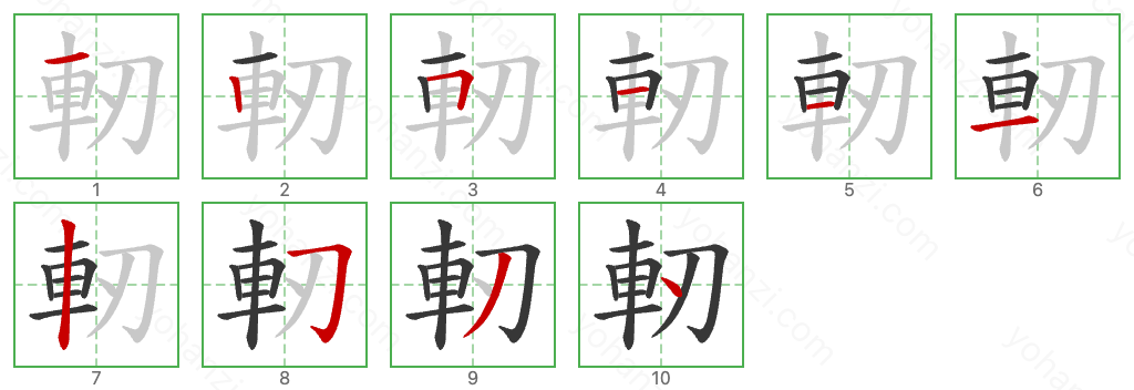 軔 Stroke Order Diagrams