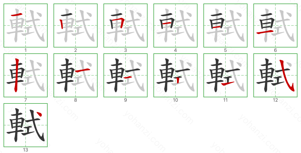 軾 Stroke Order Diagrams