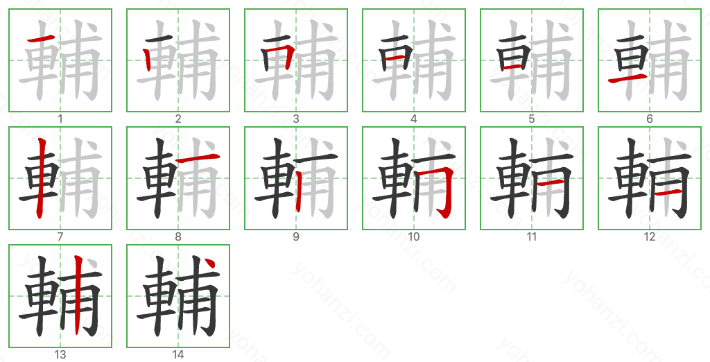 輔 Stroke Order Diagrams