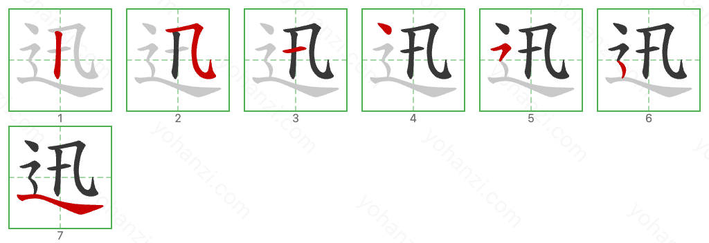 迅 Stroke Order Diagrams