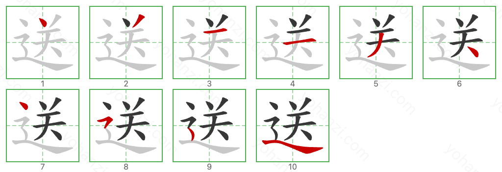 送 Stroke Order Diagrams