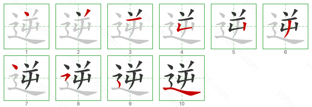 逆 Stroke Order Diagrams