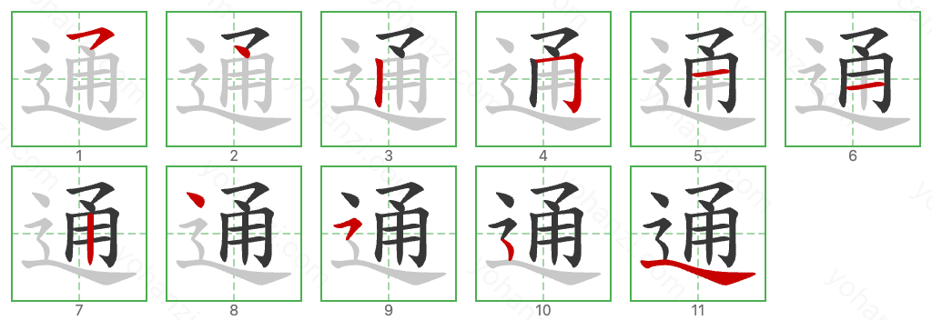 通 Stroke Order Diagrams