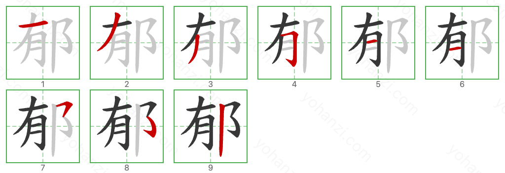 郁 Stroke Order Diagrams