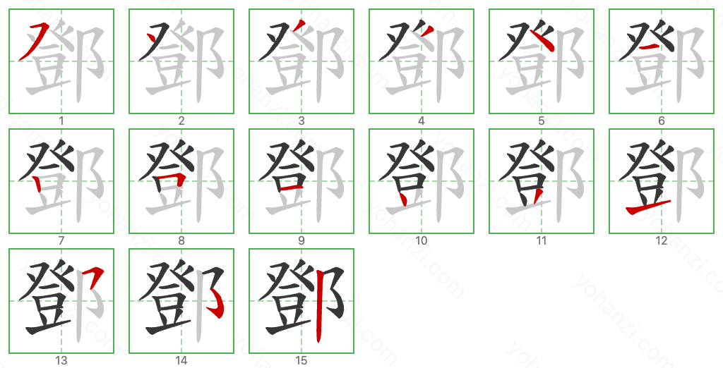 鄧 Stroke Order Diagrams