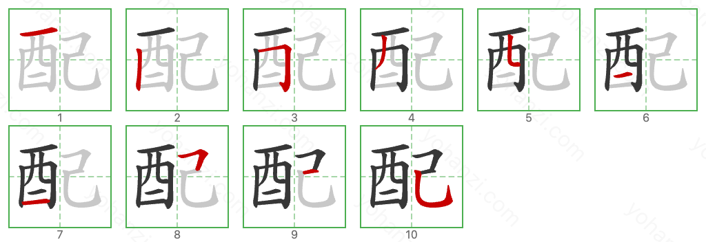 配 Stroke Order Diagrams