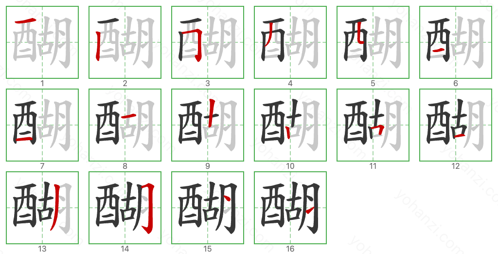 醐 Stroke Order Diagrams