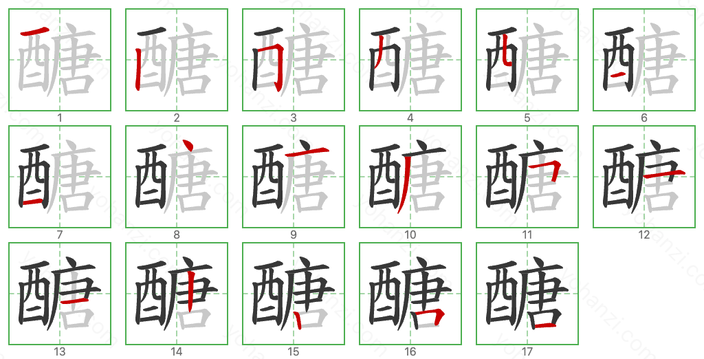 醣 Stroke Order Diagrams