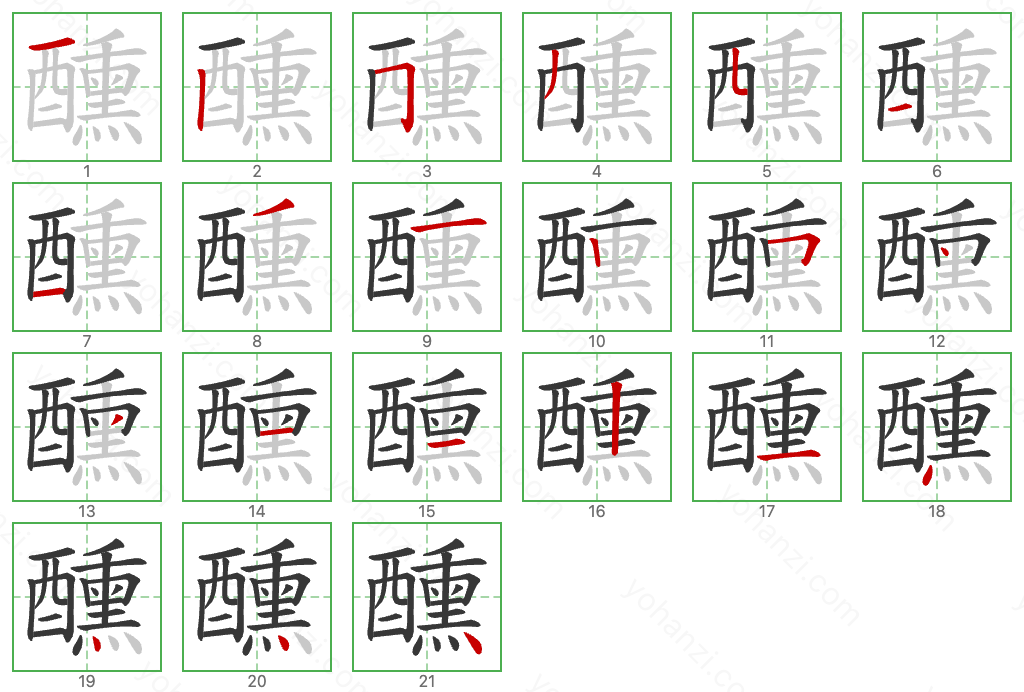 醺 Stroke Order Diagrams