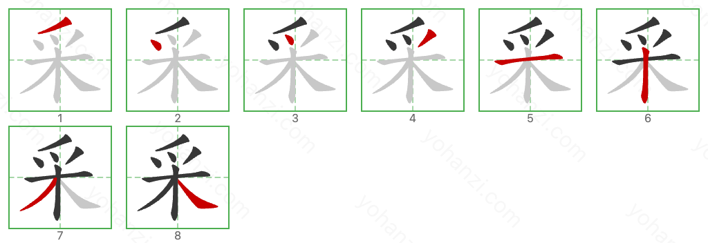 采 Stroke Order Diagrams