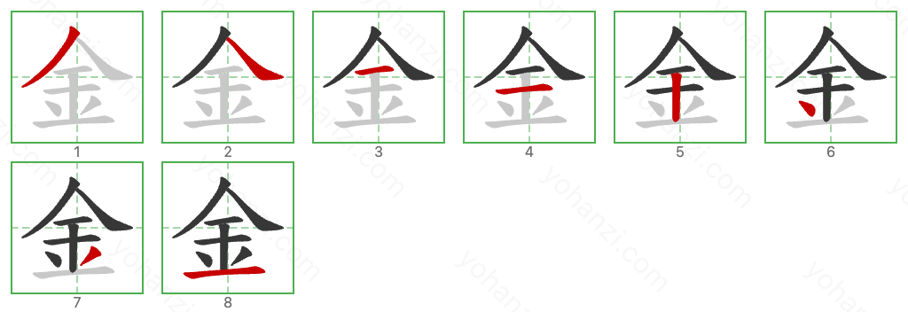 金 Stroke Order Diagrams