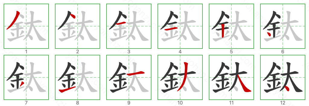 鈦 Stroke Order Diagrams