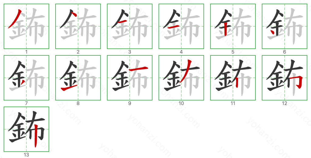 鈽 Stroke Order Diagrams