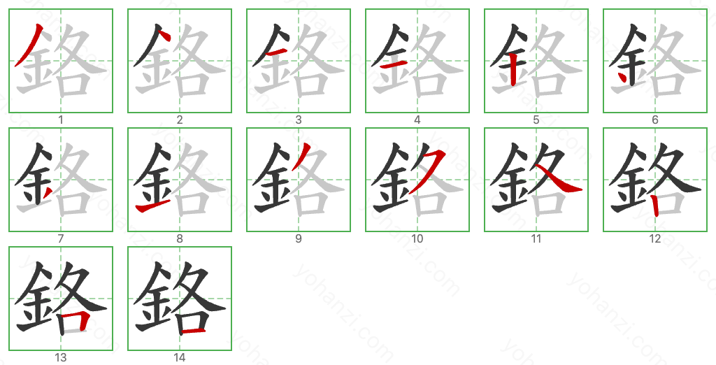 鉻 Stroke Order Diagrams