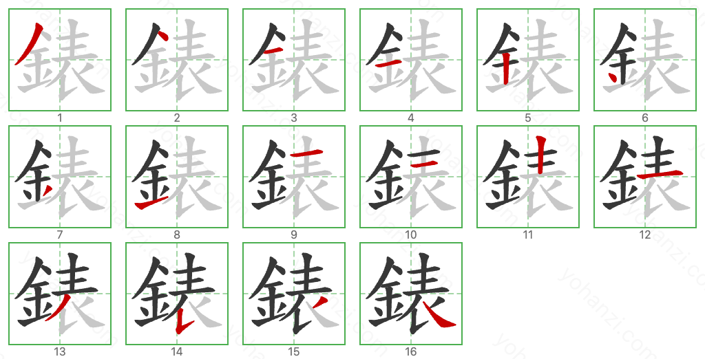 錶 Stroke Order Diagrams