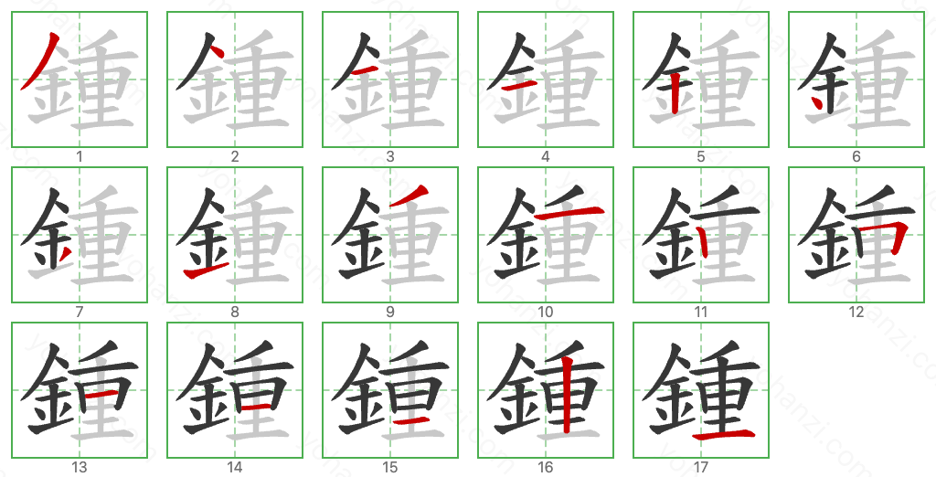 鍾 Stroke Order Diagrams