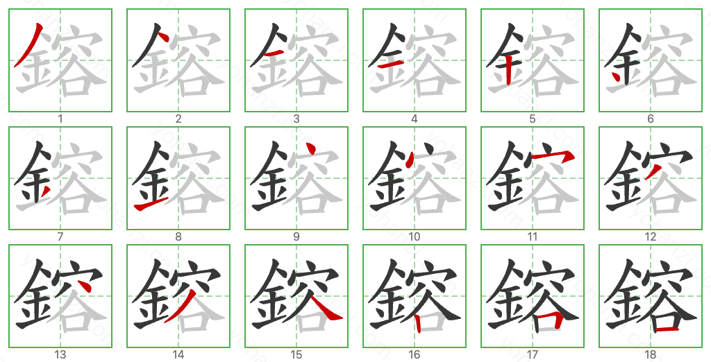 鎔 Stroke Order Diagrams