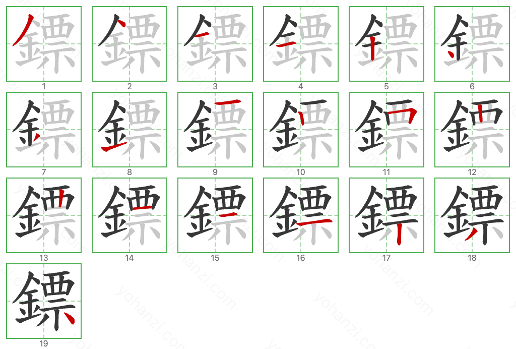 鏢 Stroke Order Diagrams