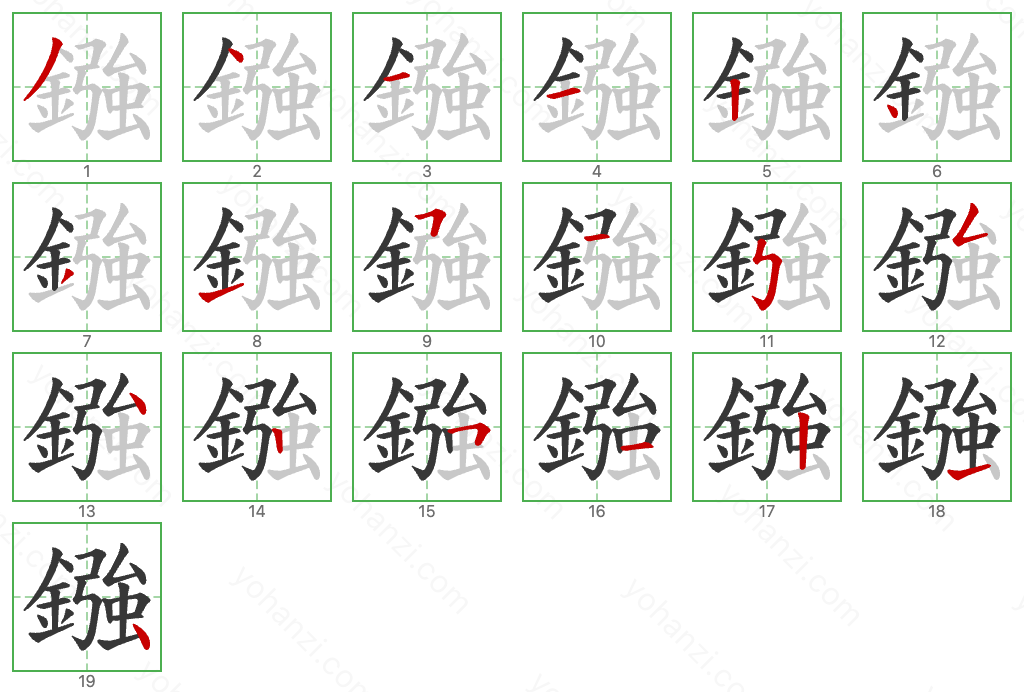 鏹 Stroke Order Diagrams