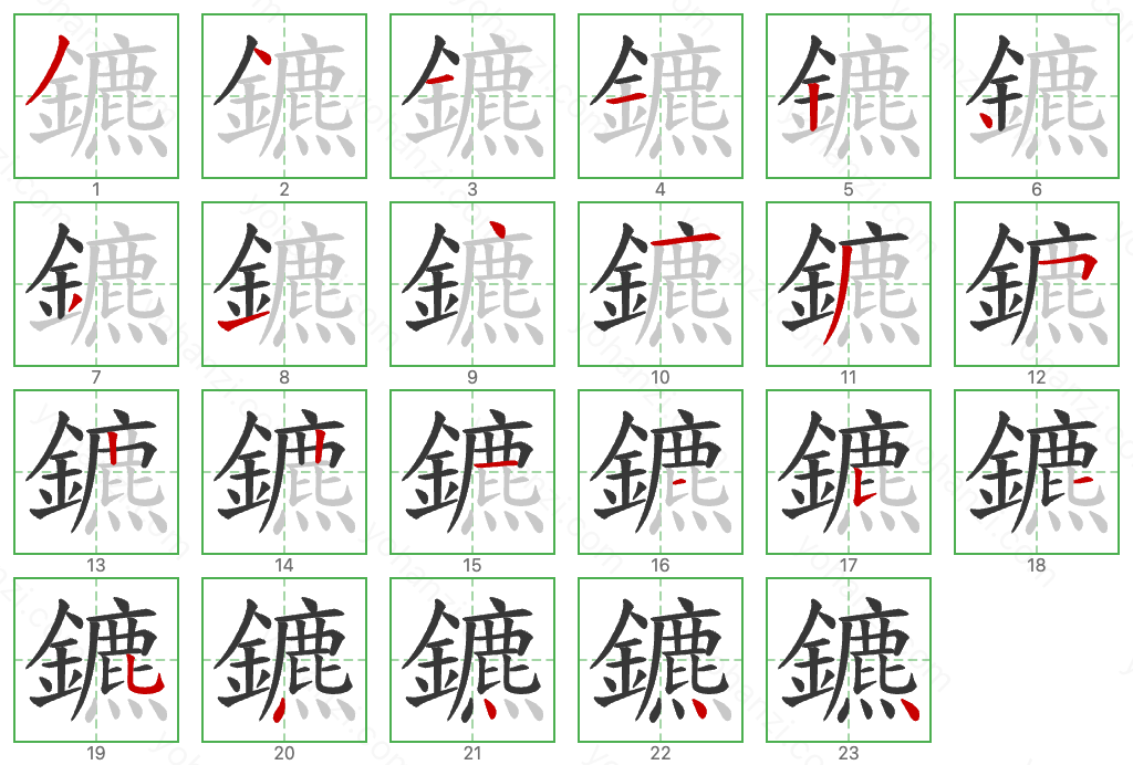 鑣 Stroke Order Diagrams