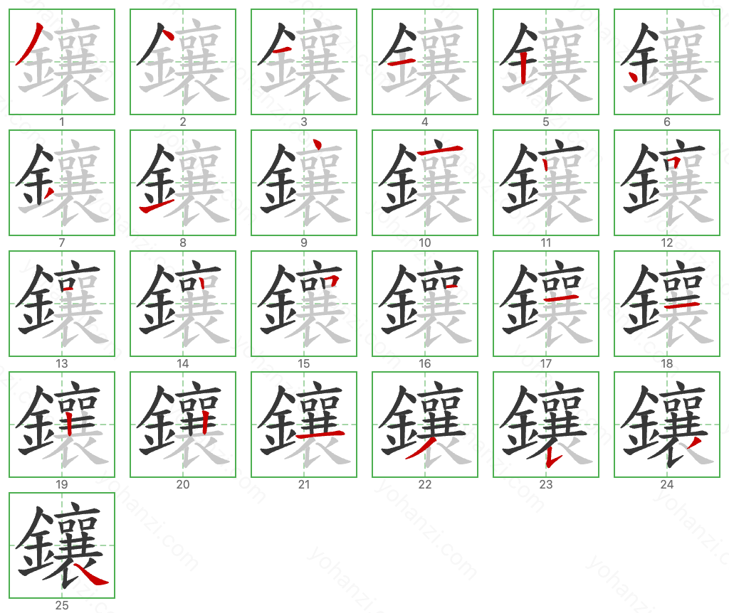 鑲 Stroke Order Diagrams