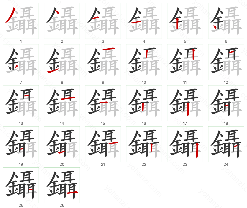 鑷 Stroke Order Diagrams