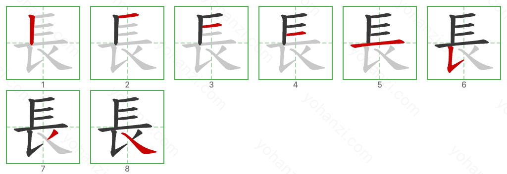 長 Stroke Order Diagrams