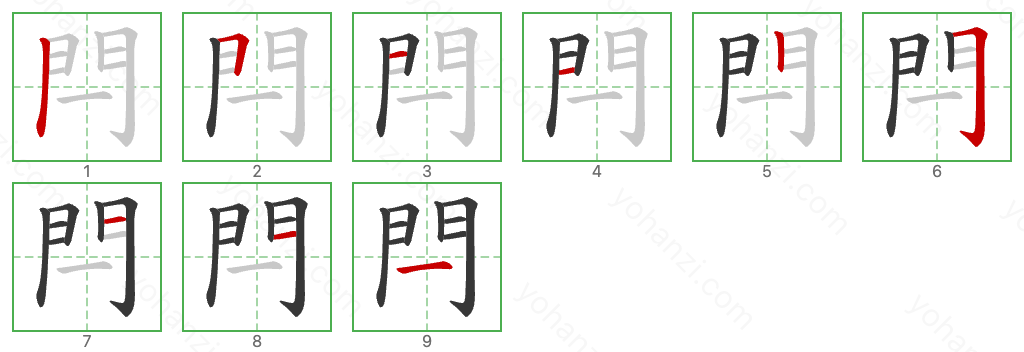 閂 Stroke Order Diagrams