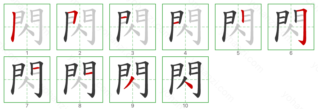 閃 Stroke Order Diagrams