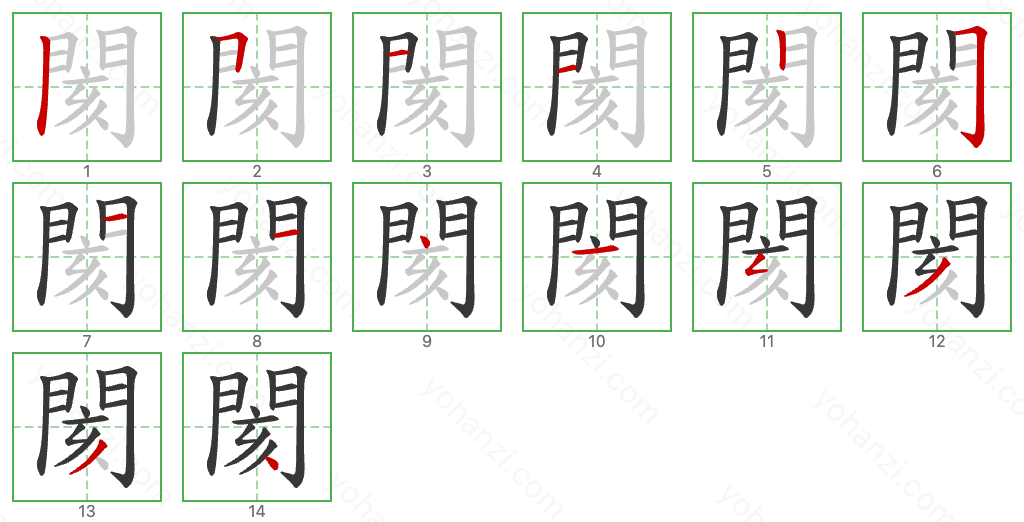 閡 Stroke Order Diagrams