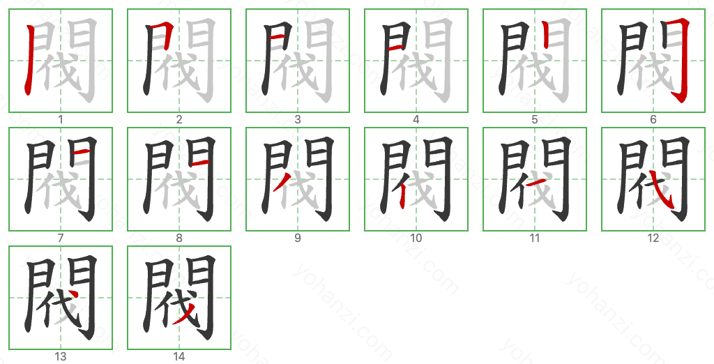 閥 Stroke Order Diagrams