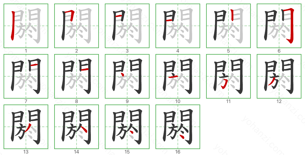 閼 Stroke Order Diagrams