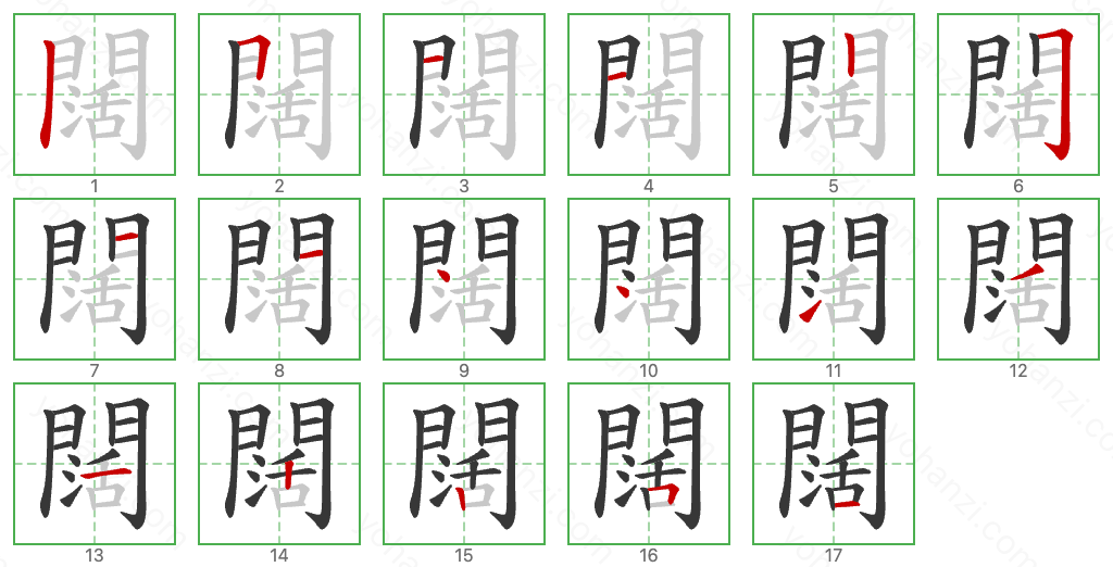 闊 Stroke Order Diagrams