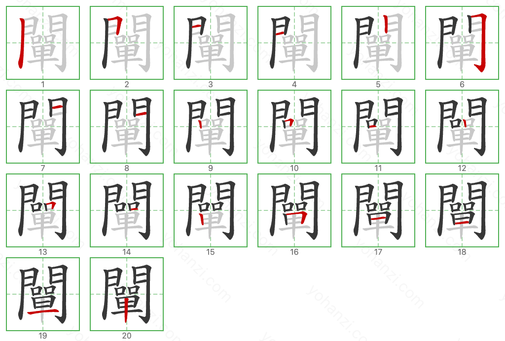 闡 Stroke Order Diagrams