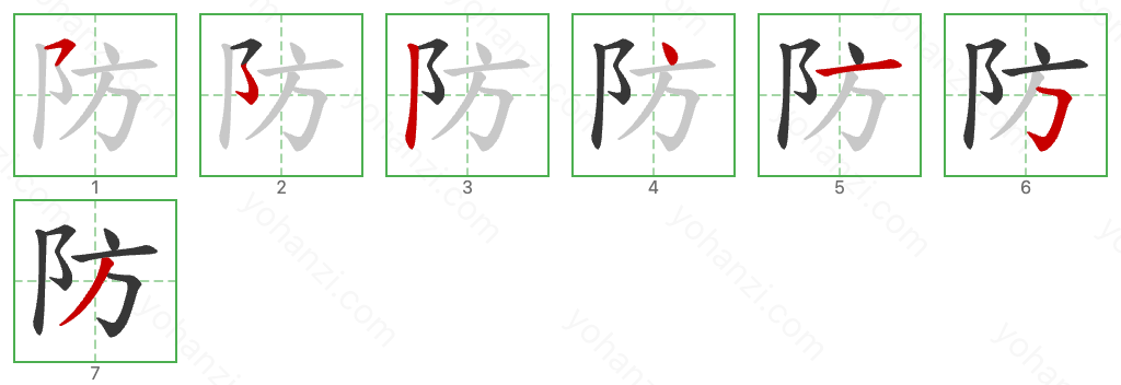 防 Stroke Order Diagrams