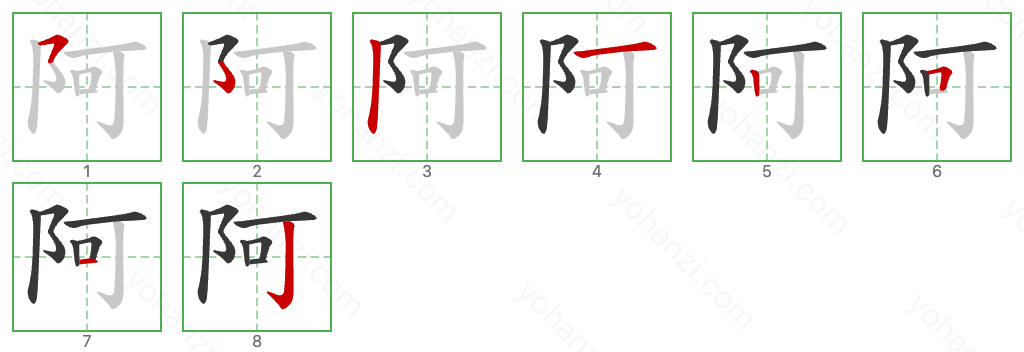 阿 Stroke Order Diagrams