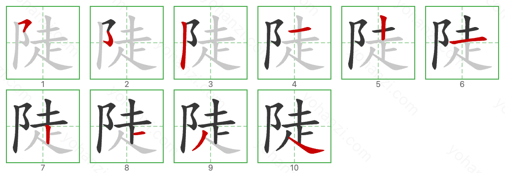 陡 Stroke Order Diagrams