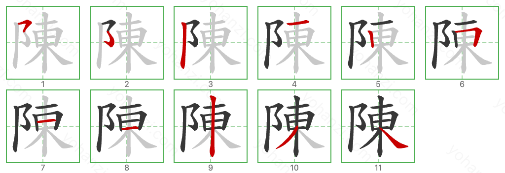 陳 Stroke Order Diagrams