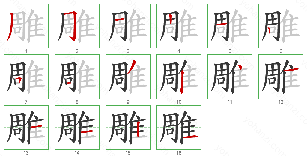 雕 Stroke Order Diagrams