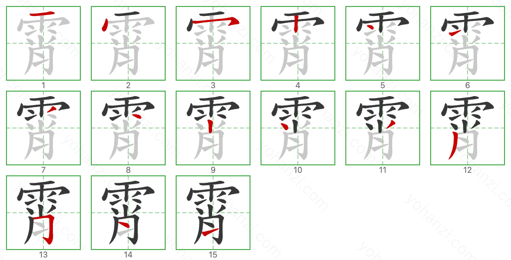 霄 Stroke Order Diagrams